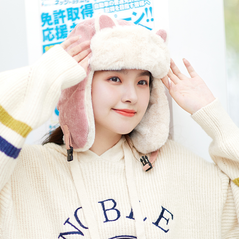 帽子女冬季韩版潮学生百搭雷锋帽护耳保暖骑车加绒加厚可爱东北帽|msdalam kategori Aksesori/Belt kulit/Hat/Muffler, Hat - dari Buy2taobao.com untuk memberikan perkhidmatan ejen Taobao profesional membeli