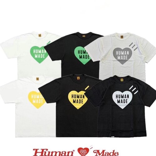 HUMAN MADE Heart Tee门店限定彩色爱心竹节棉短袖T恤