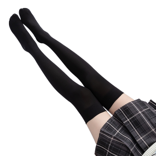 春夏薄款黑色过膝袜天鹅绒防滑高筒袜JK丝袜长筒袜日系袜子大腿袜