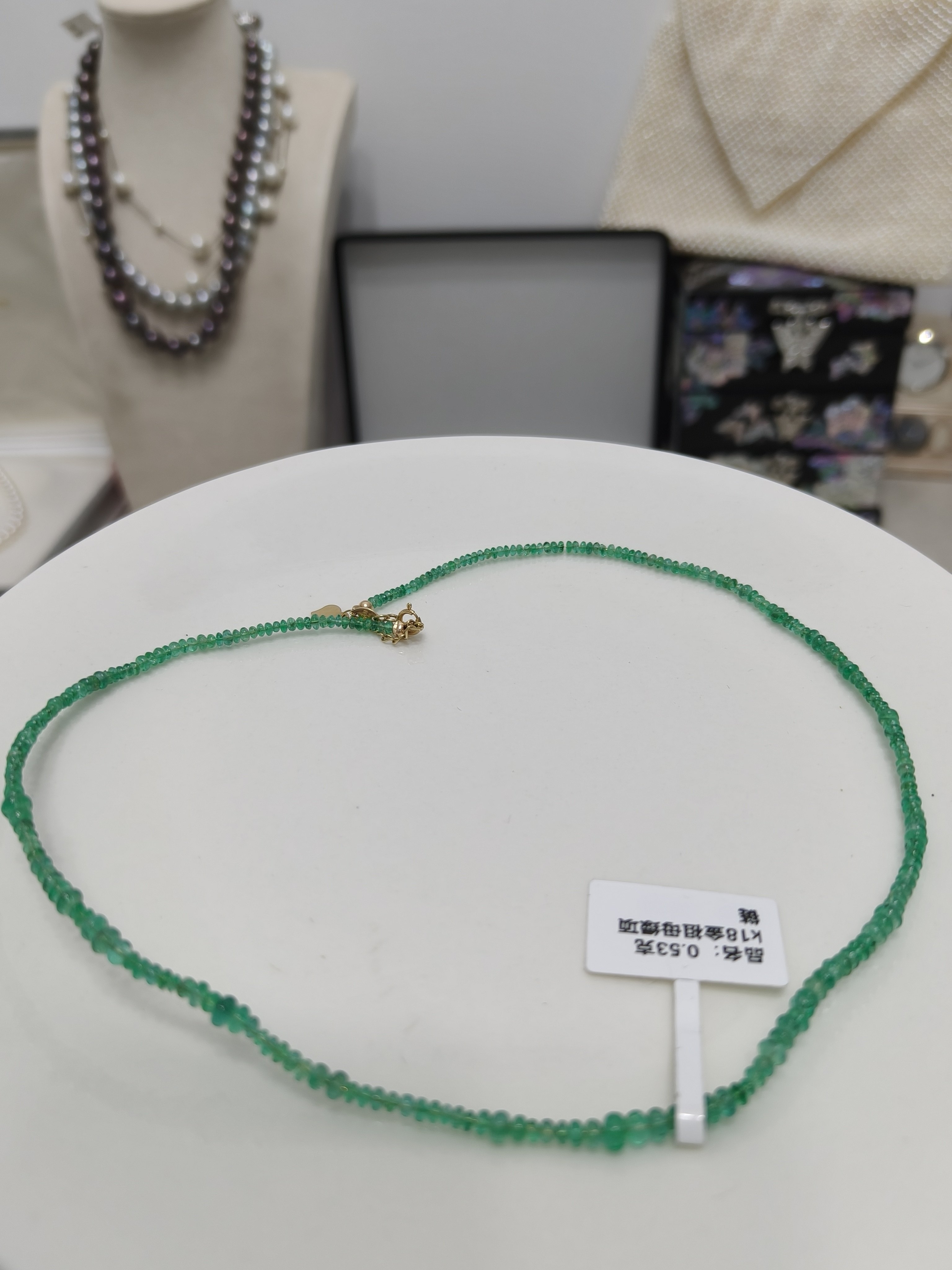 Vintage/中古饰品复古项链k18金祖母绿项链