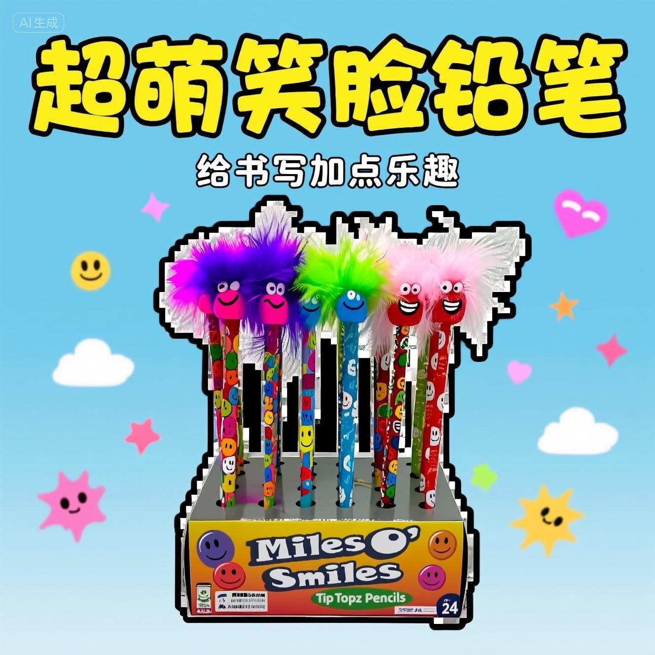 笑脸搞怪奇葩可爱学生喜欢的铅笔