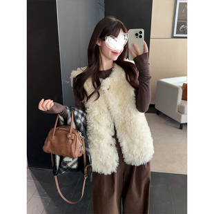 MosesQueen魔西女王皮草皮毛一体无袖 马夹秋冬毛绒保暖加厚外套