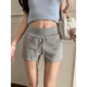 Mosesqueen魔西女王松紧腰抽绳休闲短裤 辣妹宽松热裤 夏季 灰色美式
