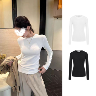 T恤打底衫 圆领长袖 女 显瘦秋季 MosesQueen魔西女王韩系时髦修身