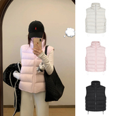 MosesQueen魔西女王粉色立领棉服马甲外套女秋冬外穿坎肩背心上衣