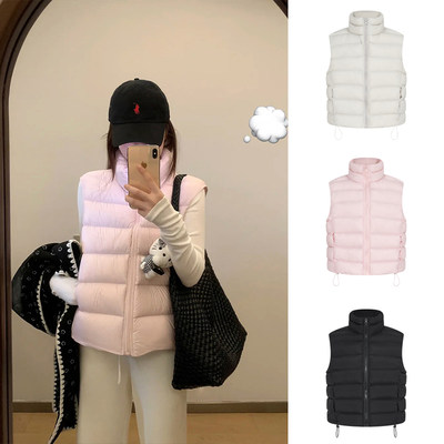 立领棉服马甲外套坎肩背心上衣女