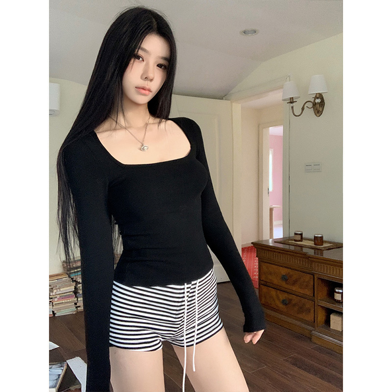 方领加绒加厚打底衫女内搭长袖