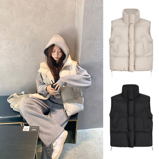 MosesQueen韩版 设计感小众别致立领坎肩外套 宽松马甲女秋冬新款