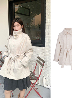 MosesQueen魔西女王中长款斗篷大衣秋冬收腰加厚风衣毛呢外套