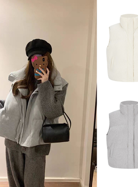 MosesQueen魔西女王灰色韩系棉服马甲秋冬新款宽松慵懒立领外套