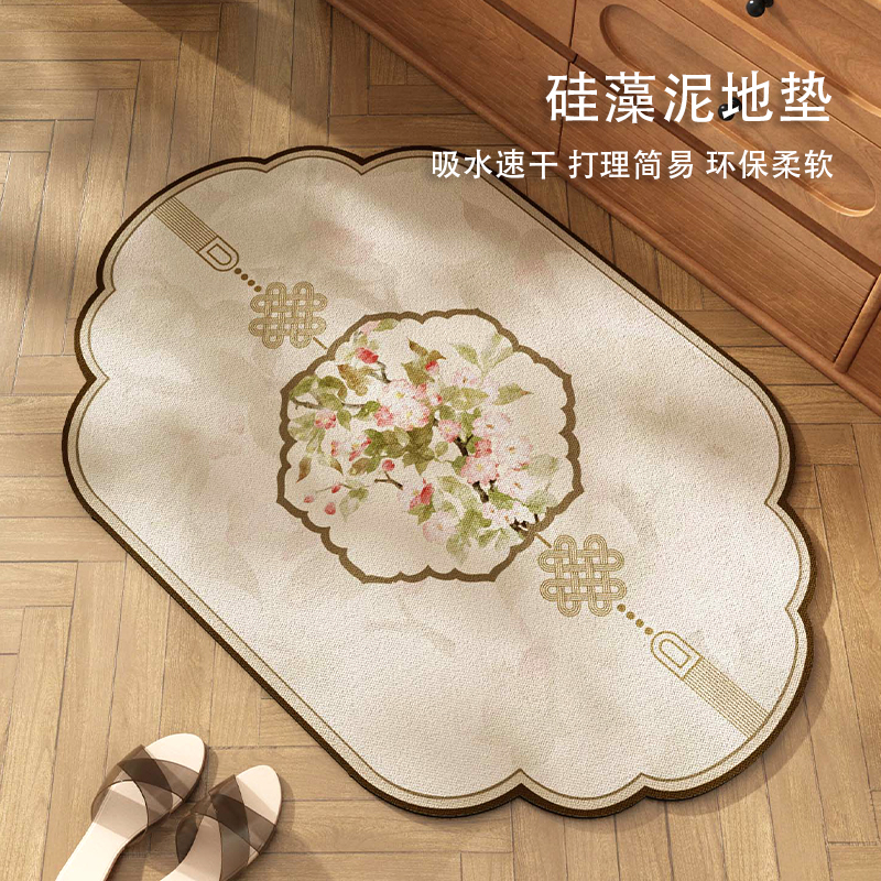 新中式浴室柜地垫卫生间硅藻泥吸水防滑垫厕所门垫国风高级感地毯