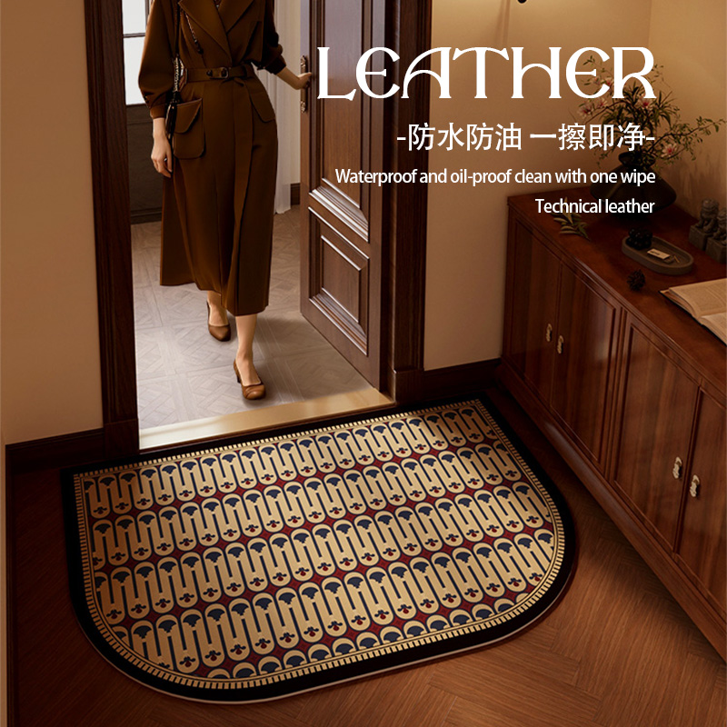 情更浓中古风格子家用蹭脚地垫