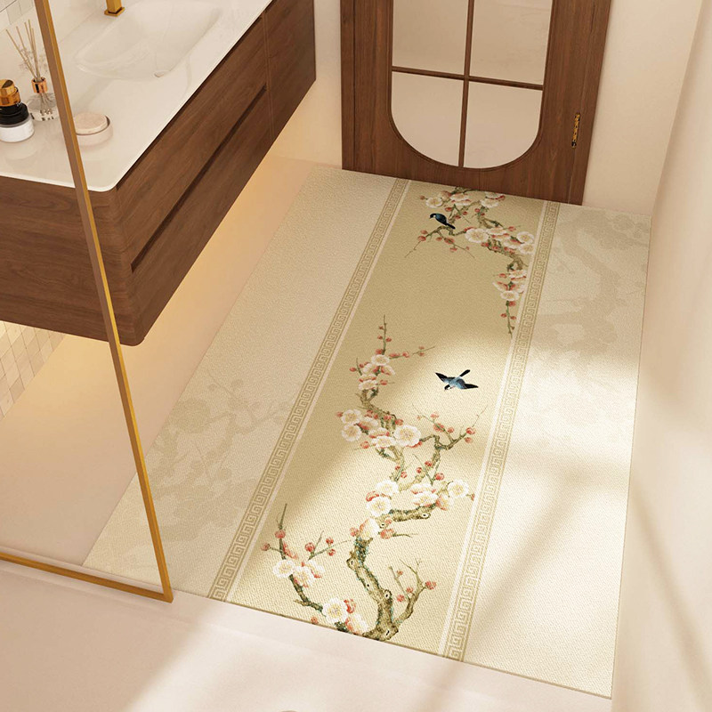 浴室地垫卫生间洗漱台满铺脚垫新中式硅藻泥吸水防滑垫大尺寸地毯