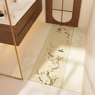 浴室地垫卫生间洗漱台满铺脚垫新中式硅藻泥吸水防滑垫大尺寸地毯
