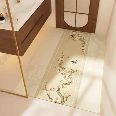 浴室地垫卫生间洗漱台满铺脚垫新中式硅藻泥吸水防滑垫大尺寸地毯