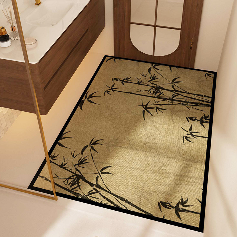 中式浴室地垫硅藻泥吸水防滑大尺寸全铺地毯洗手台卫生间门口脚垫