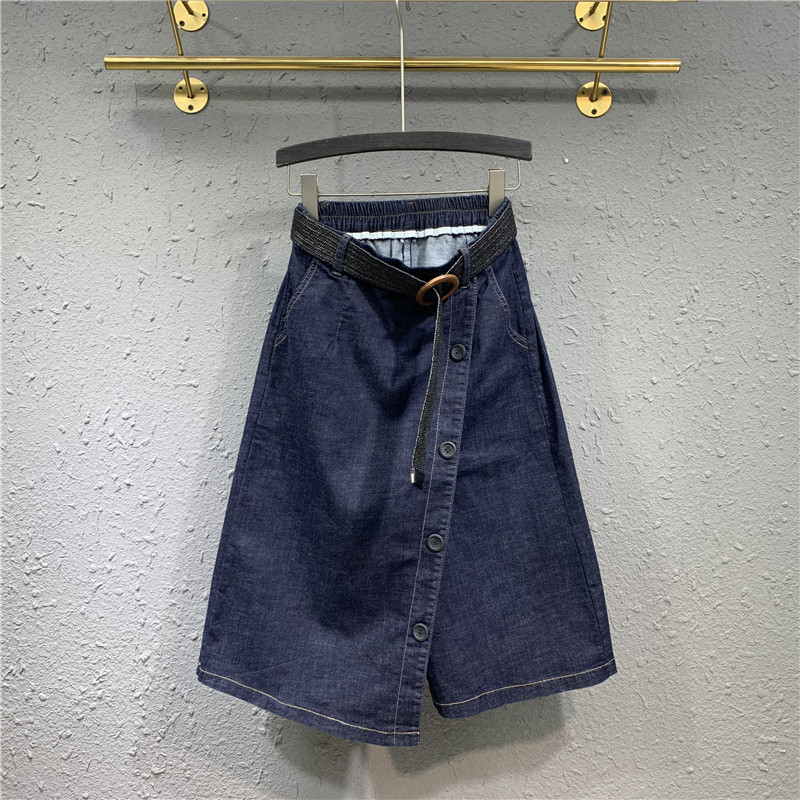 欧货2020夏季新款单排扣牛仔半身裙子A字裙休闲裙裤宽松显瘦裤裙