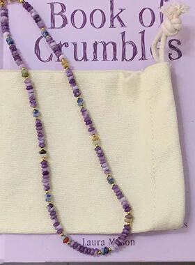 轻奢新中式算盘珠紫色系天然石串珠项链ins小众设计叠戴颈链