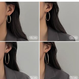 网红纯银大圈耳环女2024新款 素圈高级感耳圈欧美圆圈圈耳饰潮 爆款