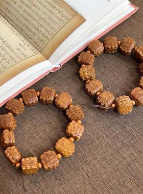 桃核雕刻饼干手串文玩手持盘玩天然男女手串DIY佛珠手链