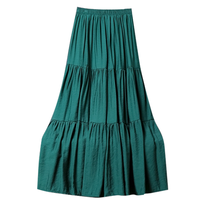 垂感棉麻蛋糕裙百褶裙半身裙长裙