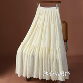 白色巨好看磨毛蕾丝大摆半身裙女秋冬2025新款 高腰层层蛋糕裙长裙