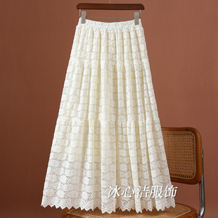 2025秋冬新款法式高级感磨毛蕾丝半身裙女冬天好看的裙子A字长裙