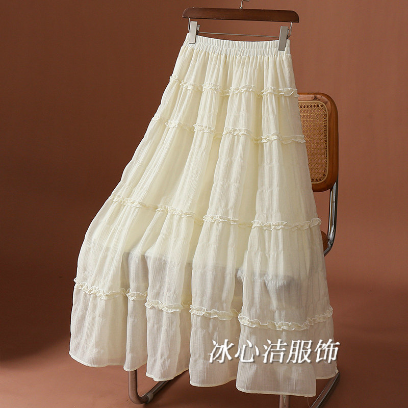 冬季超好看冬装木耳边褶皱蛋糕裙半身裙女秋冬2025新款长裙子冬裙