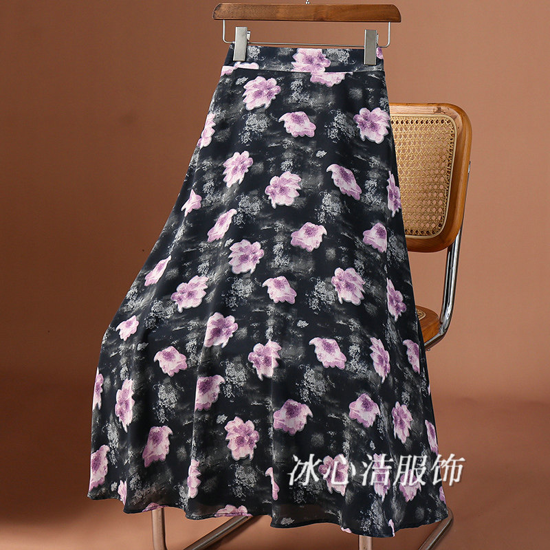 夏天油画风碎花大摆裙半身裙女夏2025新款今年流行小个子花裙长裙