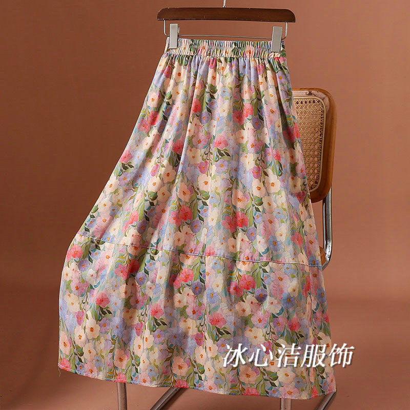 今年流行超美碎花半身裙女2026夏季新款印花显瘦遮胯a字中长裙