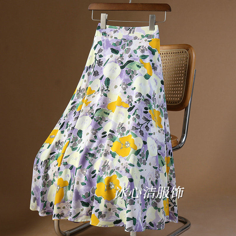 高货！垂感碎花雪纺半身裙