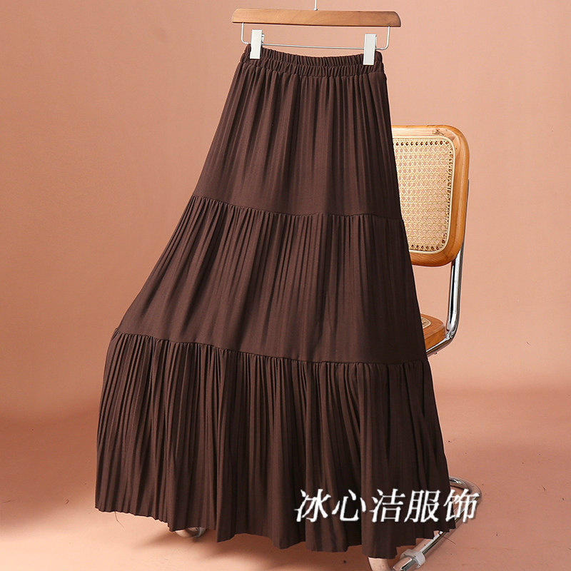 早春垂坠感风琴压褶拼接大摆半身裙女春季2026新款百褶裙长裙半裙