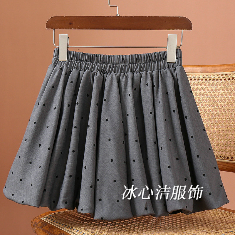 巨好看白色波点花苞短裙半身裙女2026早春新款小个子a字蓬蓬半裙