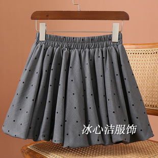 巨好看白色波点花苞短裙半身裙女2026早春新款小个子a字蓬蓬半裙