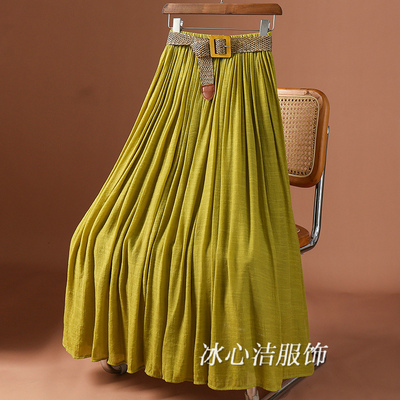 高货！配腰带大摆复古半身裙