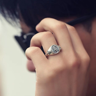DAMAI 新款祈祷之手戒指男士潮牌创意复古做旧指环时尚开口可调节