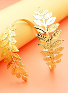 欧美新款树叶臂环罗马开口手镯