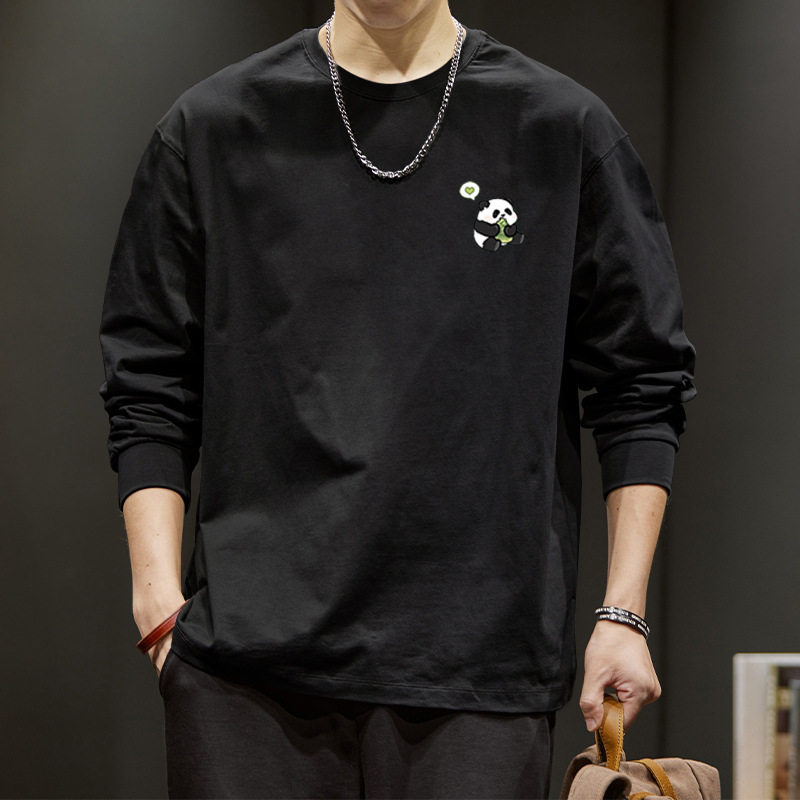 重磅200克纯棉T恤男春季潮牌复古长袖打底衫美式宽松百搭体恤