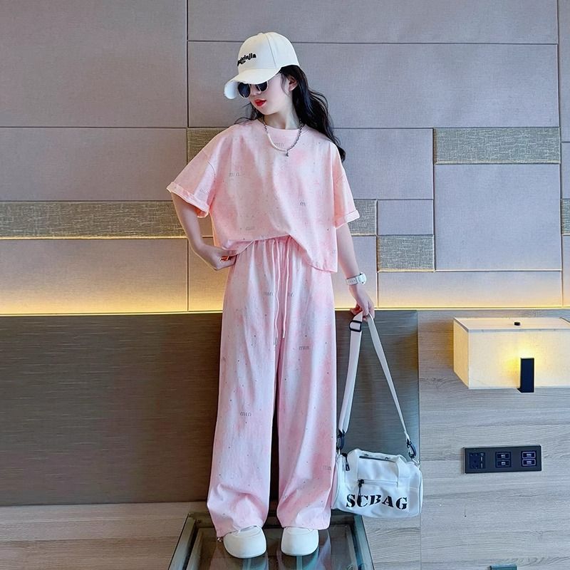 女童夏裝休閑運動服夏季新款兒童洋氣時髦童裝韓范時尚套裝褲子