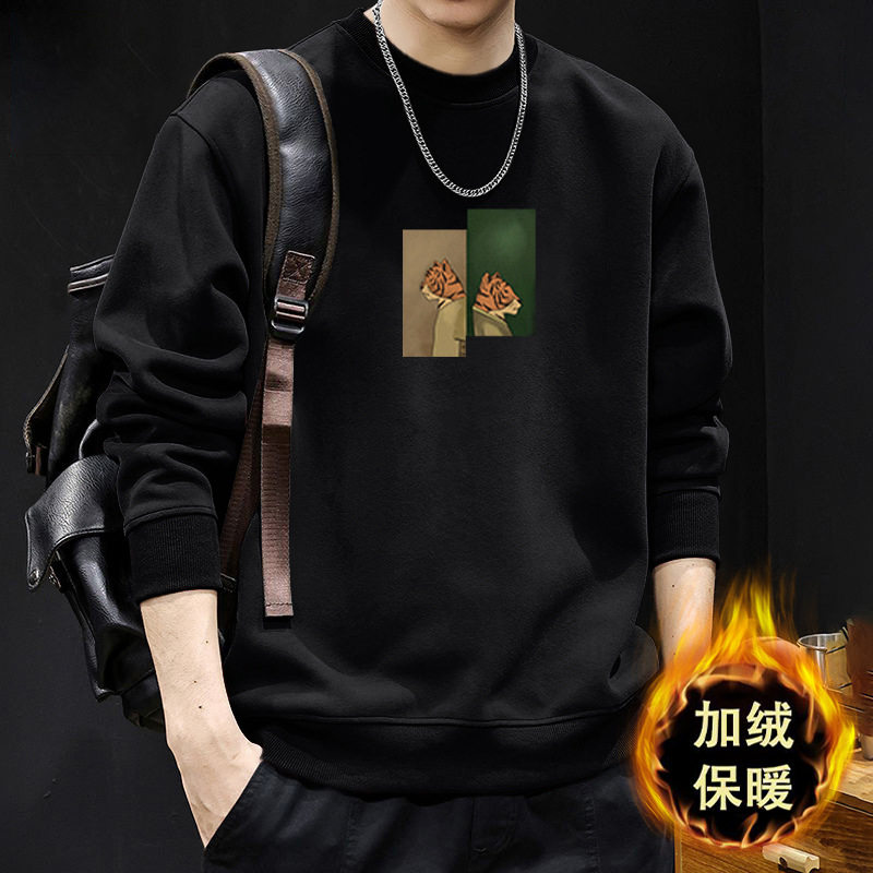 潮牌圆领卫衣男士春秋季新款美式复古长袖t恤痞帅上衣情侣装