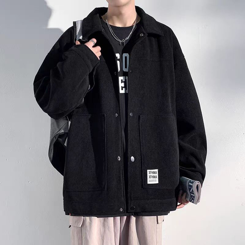 翻领夹克男士2025新款春秋季高级感宽松休闲复古潮牌男生大码外套