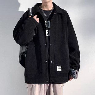 翻领夹克男士2025新款春秋季高级感宽松休闲复古潮牌男生大码外套