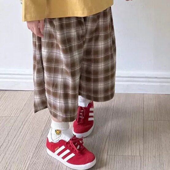 韩系童装青少年秋季格子九分裤