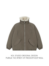 XOL 原创冬季新款座山雕毛领棉服男女多口袋宽松保暖派克服外套