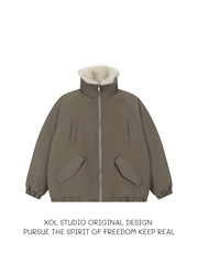 XOL 原创冬季新款座山雕毛领棉服男女多口袋宽松保暖派克服外套