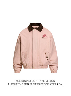 XOL 美式复古citychill慵懒慢人风男生加绒外套宽松街头棒球棉服
