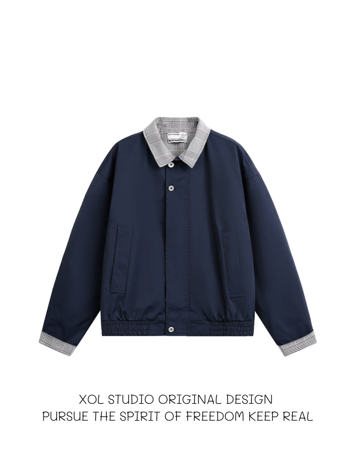 XOL 原创日系复古撞色翻领拉链外套男女宽松通勤休闲百搭潮牌夹克