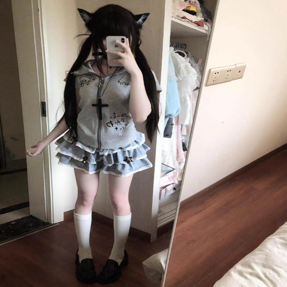 日系亚文化可爱辣妹套装女夏季宅lolita洛丽塔连