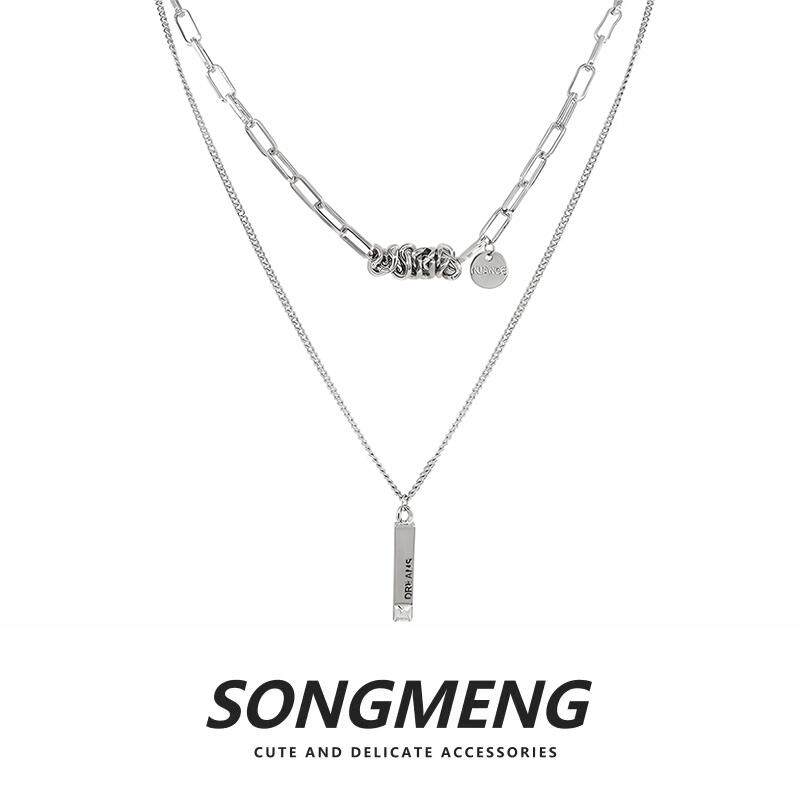 SONGMENG双层链韩版锁骨链项链女款潮轻奢小众嘻哈个性毛衣链