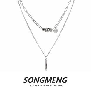 SONGMENG双层链韩版锁骨链项链女款潮轻奢小众嘻哈个性毛衣链